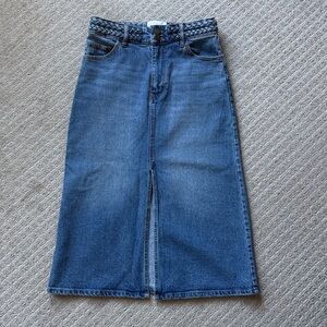 Denim Midi Skirt with Slit